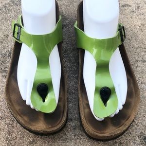 green gizeh birkenstocks
